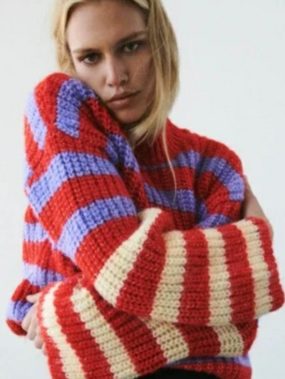 Zara Chunky Knit Striped Sweater Size Small - Picture 2 of 6